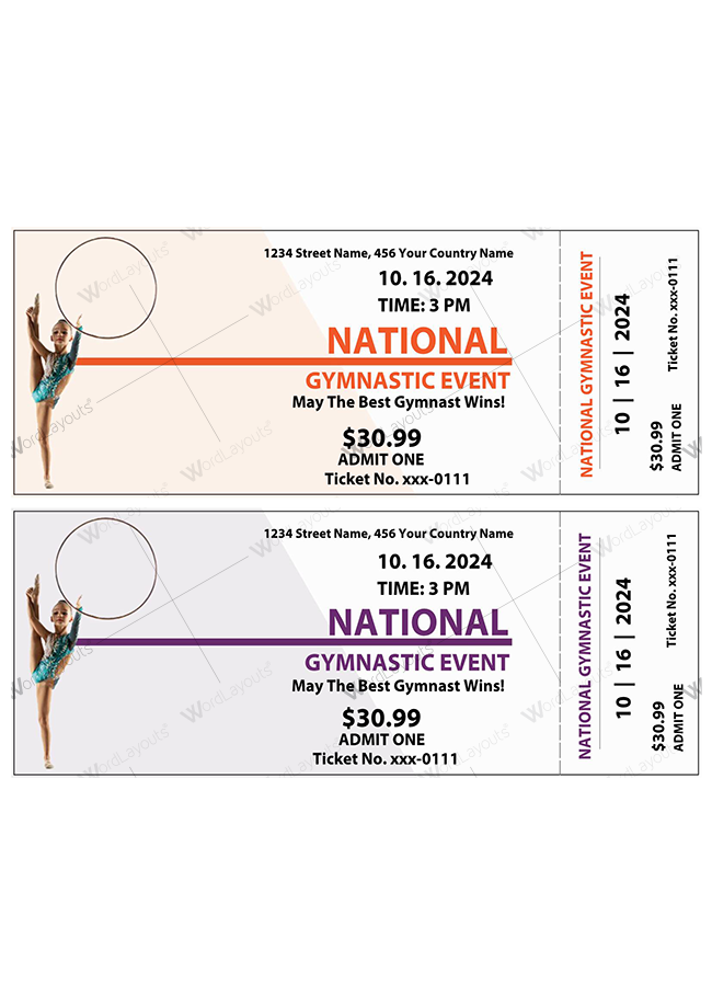 Gymnastic Event Ticket Template 01