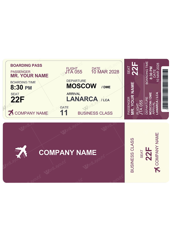 Travel Ticket Template 01
