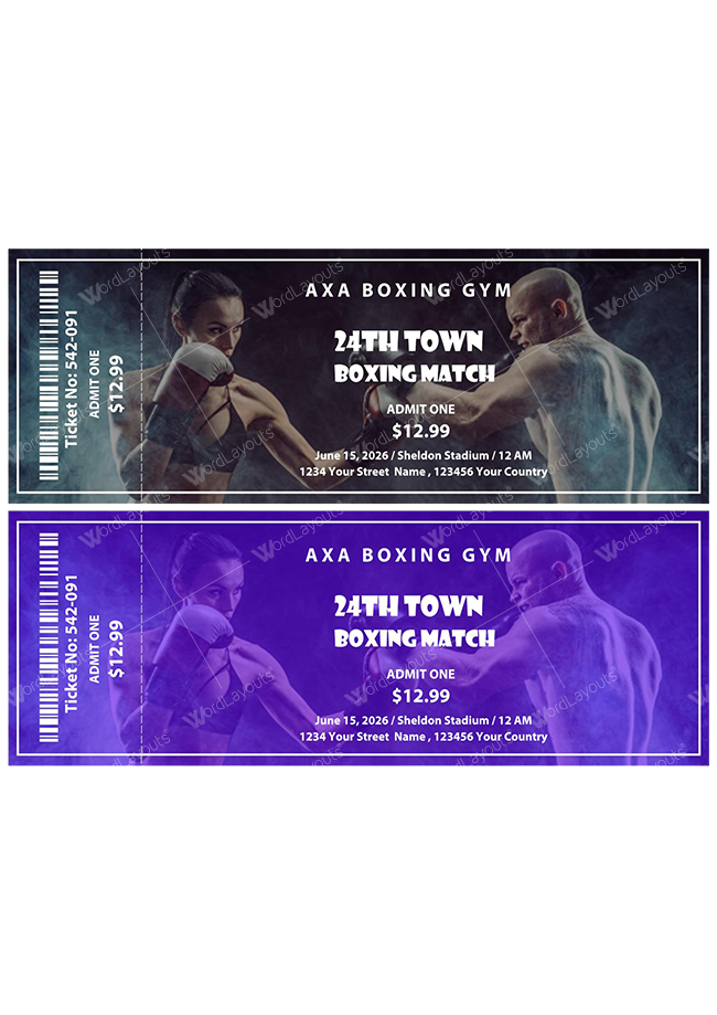 Boxing Ticket Template 02