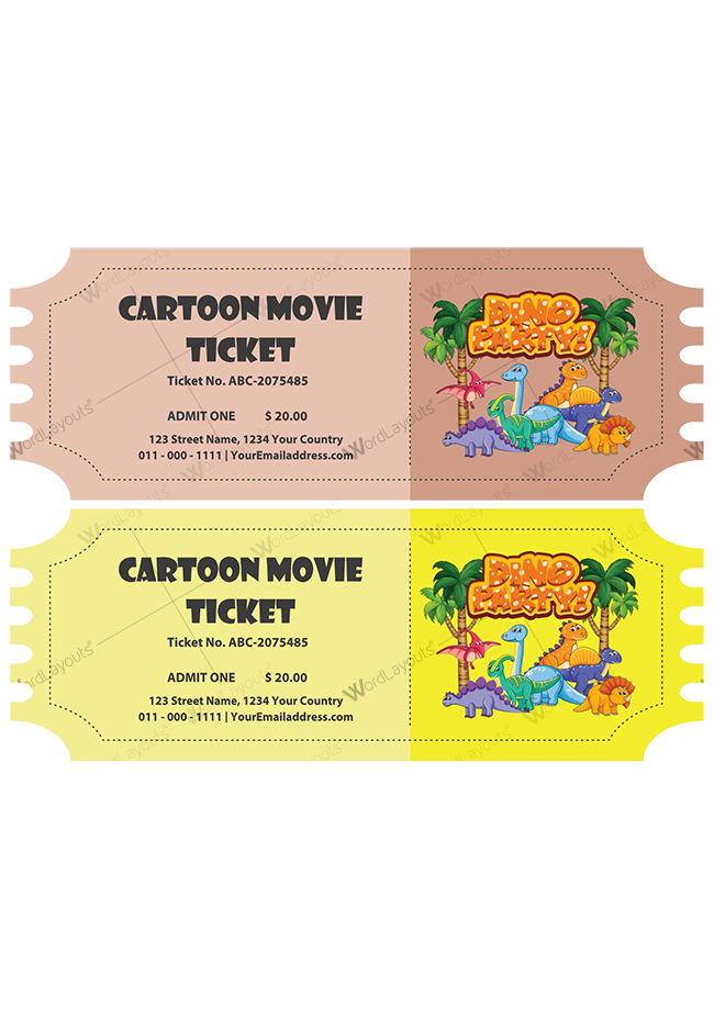 Cartoon Movie Ticket Template 02