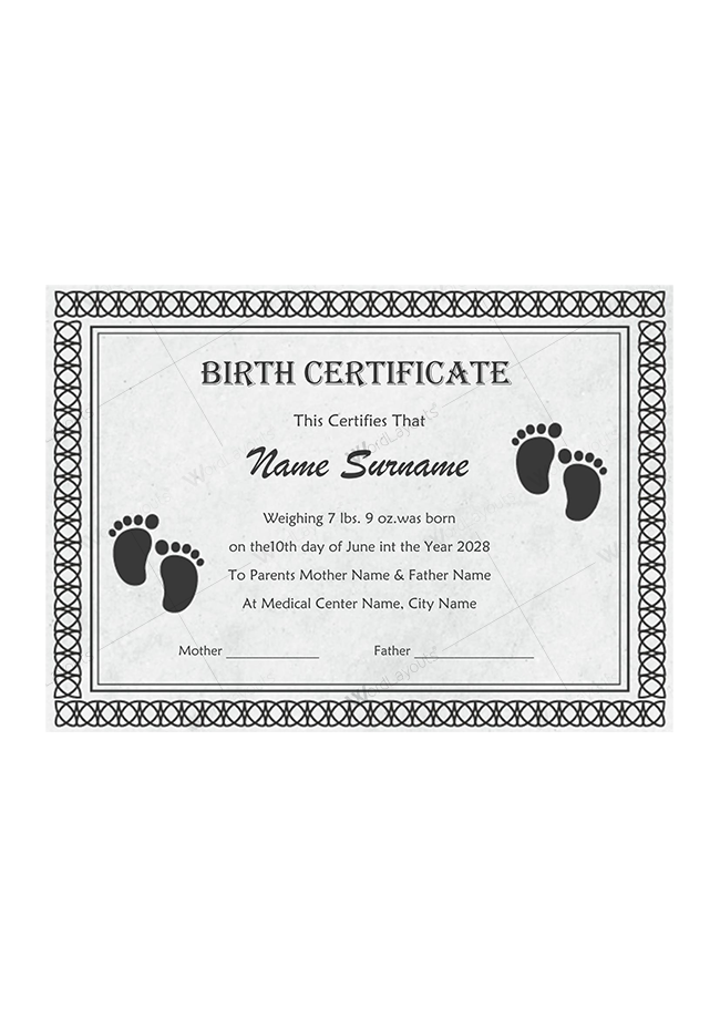 Birth Certificate (Black Themed)