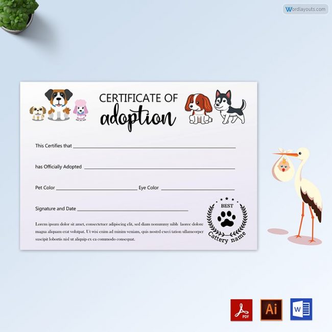 Pet Adoption Certificate ( Multi-Tone Background)