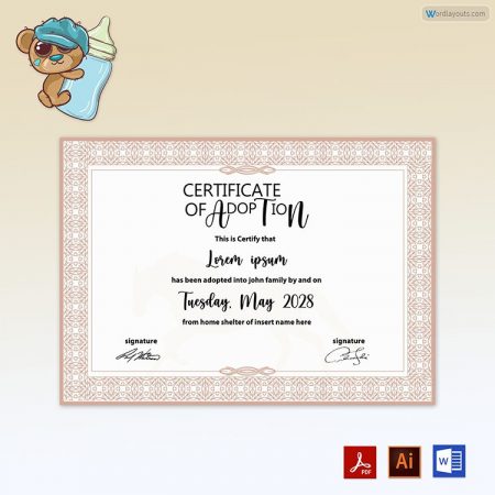 Pet Adoption Certificate ( with Horse Vector in Background)