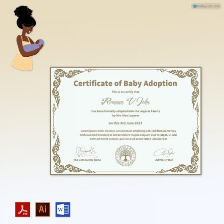 Baby Adoption Certificate (with Stamp)