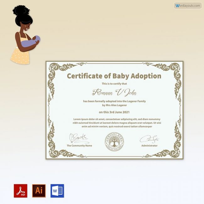 Baby Adoption Certificate (with Stamp)