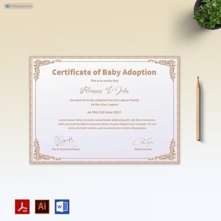Baby Adoption Certificate (Double Tone Background)