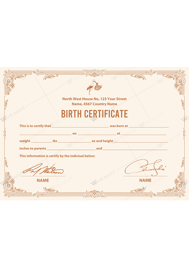 Birth Certificate (brown Border)