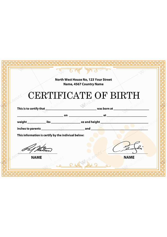 Birth Certificate (with Baby Feets)