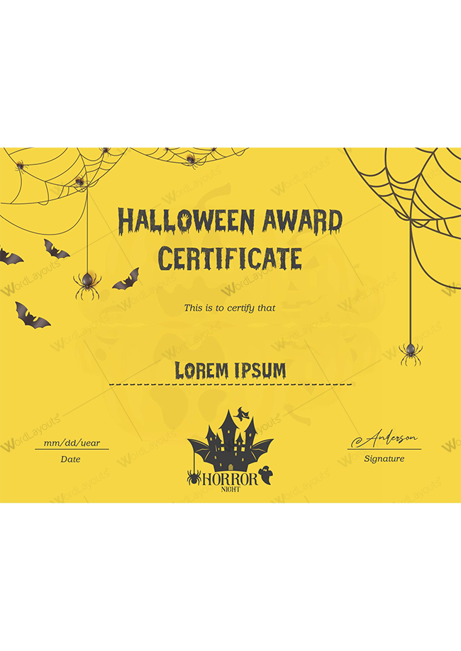 Halloween Award Certificate 02