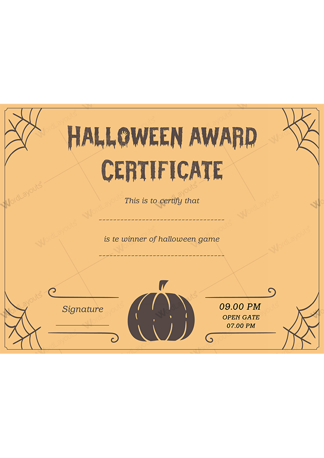 Halloween Award Certificate 03