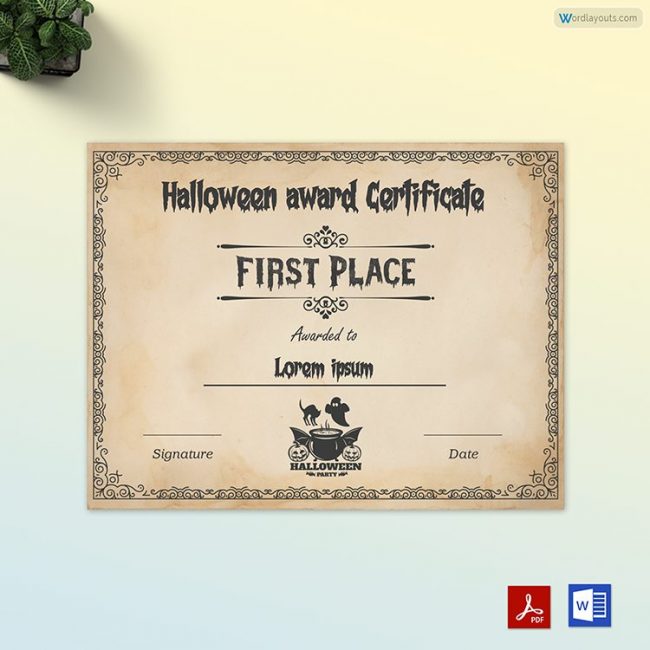 Halloween Award Certificate 05