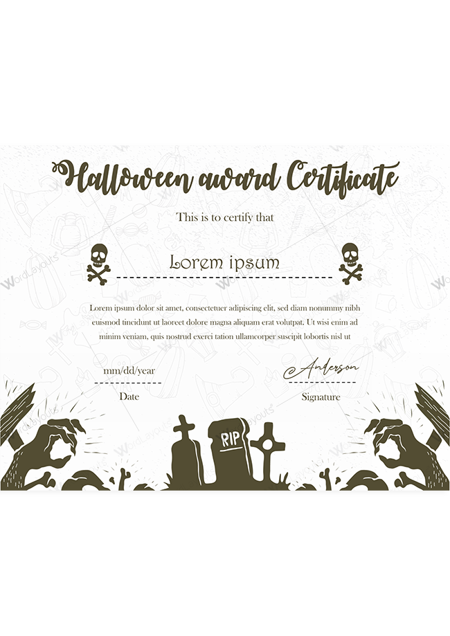 Halloween Award Certificate 15