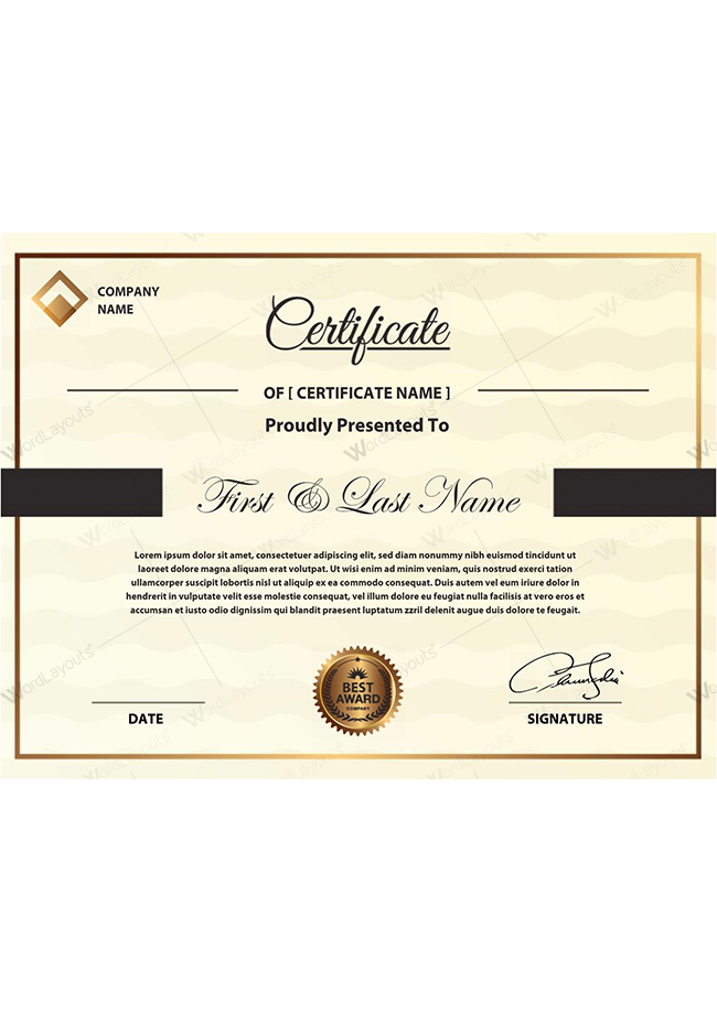 Award Certificate Black Centered Strips