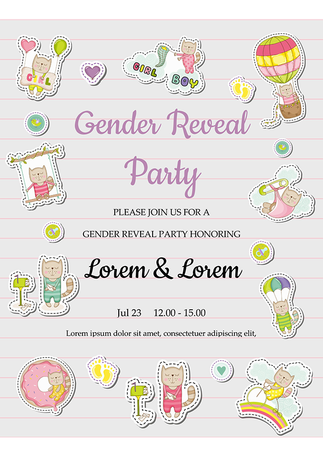 Gender Reveal Party Border Invitation