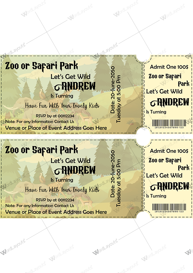 Zoo or Safari Park Ticket 01