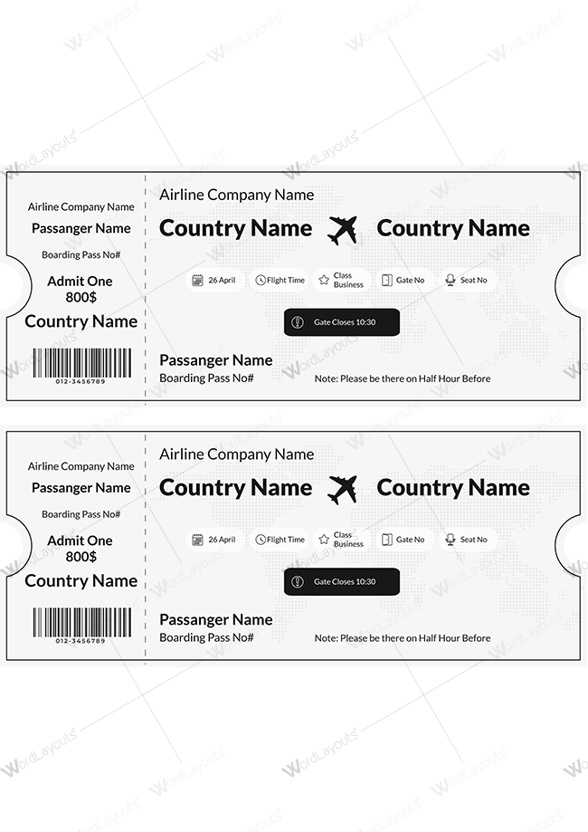 Travel Ticket Template 03