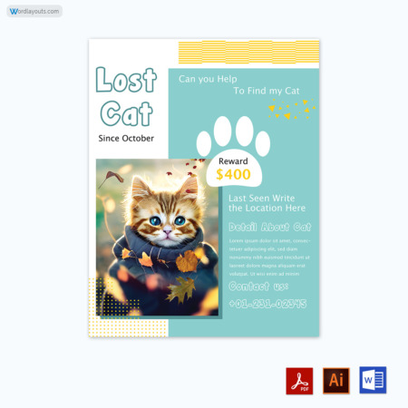 Cat Lost Flyer Template 15