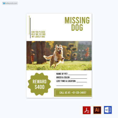 Dog Lost Flyer Template 08