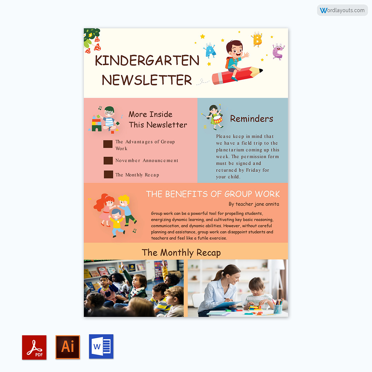 kindergarten Newsletter Template 03